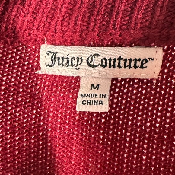 Juicy Couture Sweater Womens Medium Red Sequin Sparkle Mock Neck Pullover - Picture 5 of 7